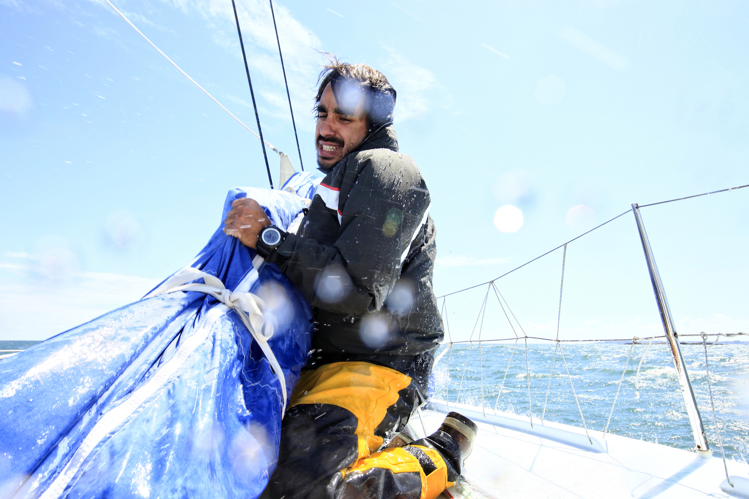 Vincent Lantin in a training session onboard the Class 40 "Changabang"