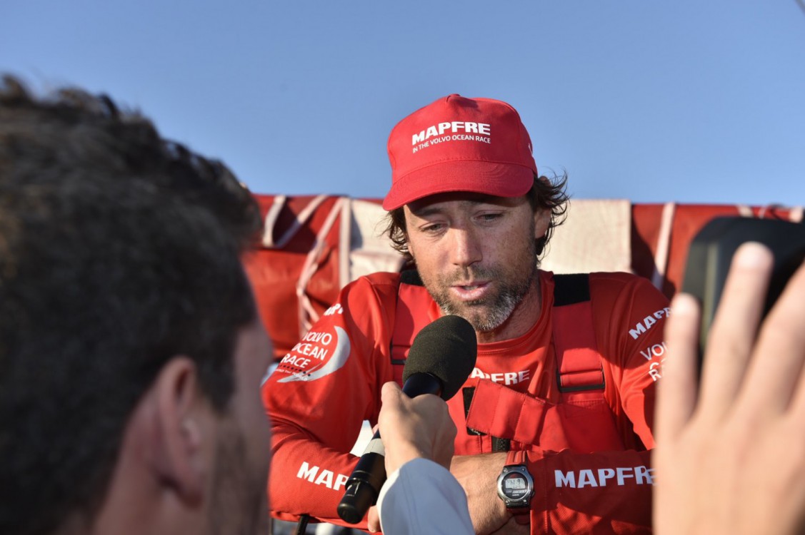 2014-15, VOR, Volvo Ocean Race, Lisbon, Stopover, arrival, Leg7, pontoon, media, MAPFRE, Skipper, Iker Martinez