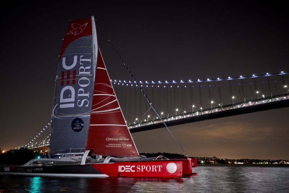 06-2017, NEW YORK CITY, USA, THE BRIDGE, ARRIVAL FINISH, ARRIVEE, MACIF, MULTIHULL, MULTICOQUE, ULTIM, VAINQUEUR, 2nd, FRANCIS JOYON, IDEC SPORT, nuit